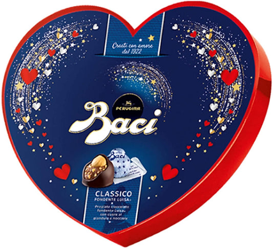 Baci Perugina Gluten Free Dark Chocolate Praline with Hazelnut Filling in Heart Gift Box - 100g