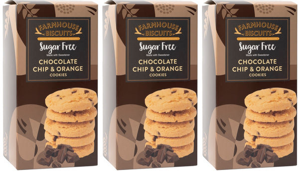 Farmhouse Biscuits Sugar Free Chocolate Chip & Orange Cookies - Pack of 3